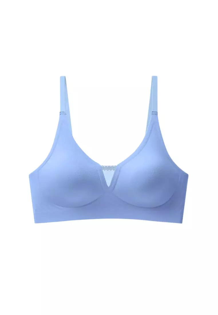 Premium Angela Seamless Wireless Paded Push Up Bra in Sky Blue