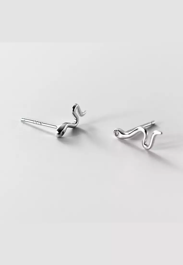925 Silver Zircon Snake Earrings JW AR-M00075