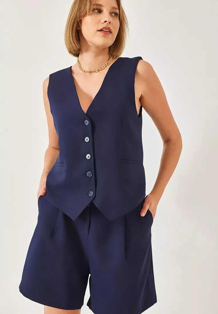 Women's V-Neck Vest Shorts Set 60316 60271017