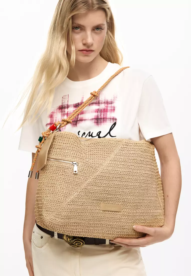 Buy Desigual Large raffia bag with charms 2026 Online | ZALORA
