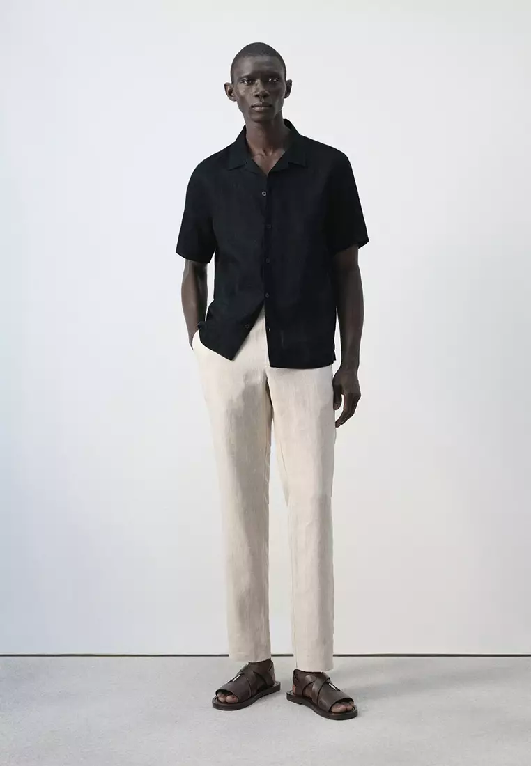 Slim-Fit 100% Linen Trousers
