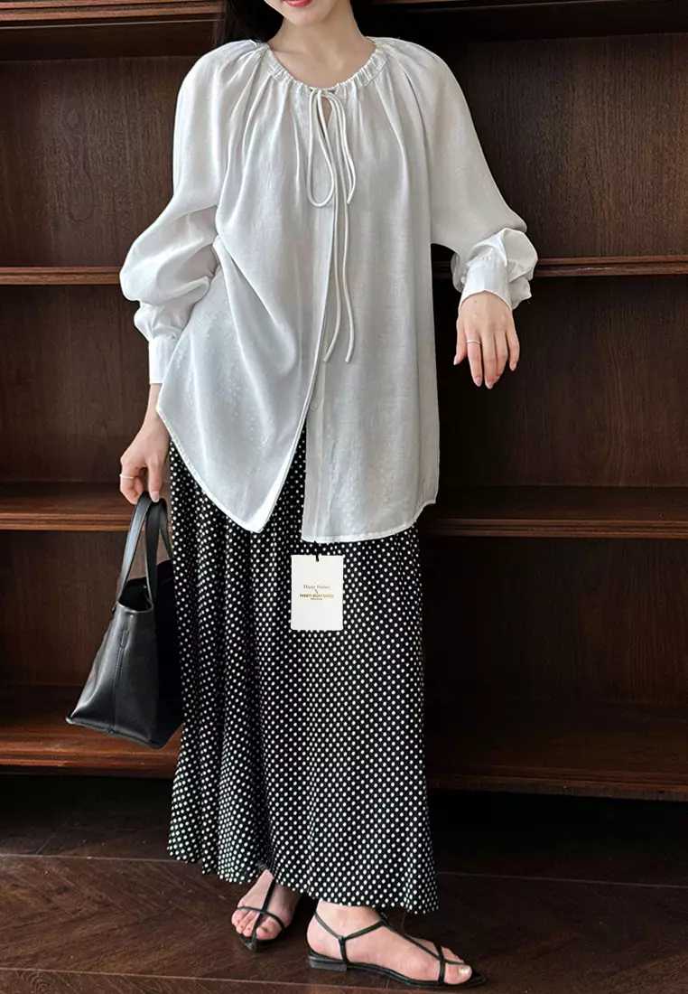 Buy Twenty Eight Shoes Pleated Tie-front Blouse YX8742 2025