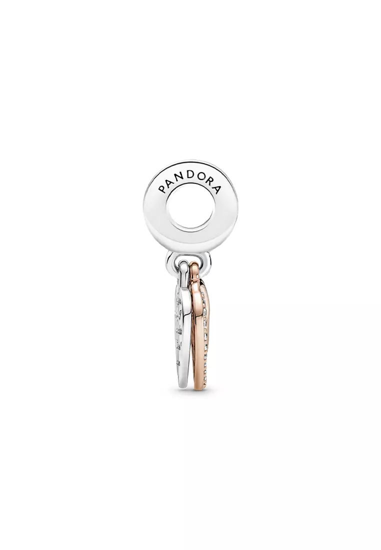 Pandora 14K Rose Gold-Plated Entwined Hearts Double Dangle Charm
