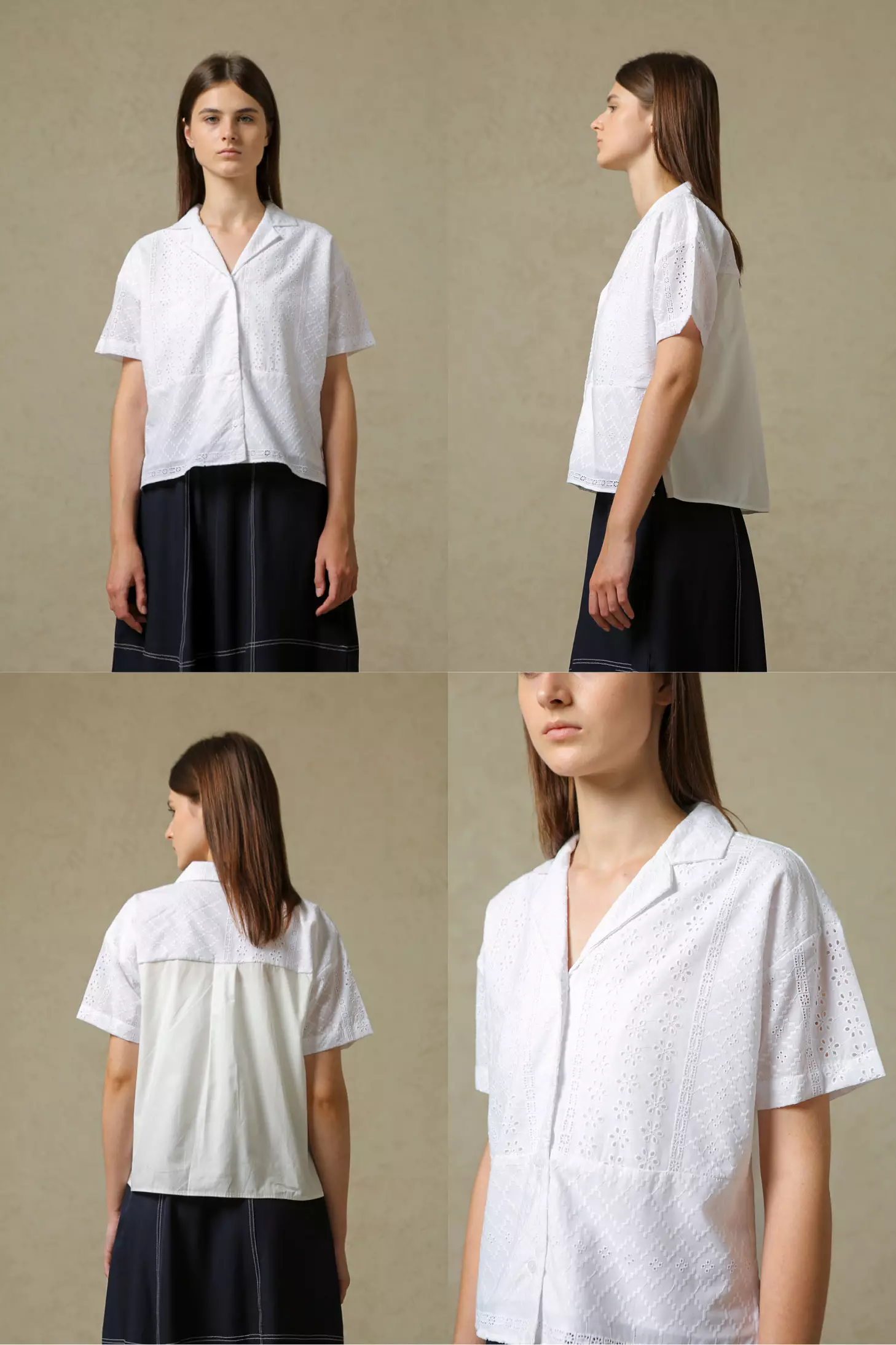 COTTONINK Studio - Atasan Kemeja Wanita Off-white Embroidery Cardin #StudioSummerCollection