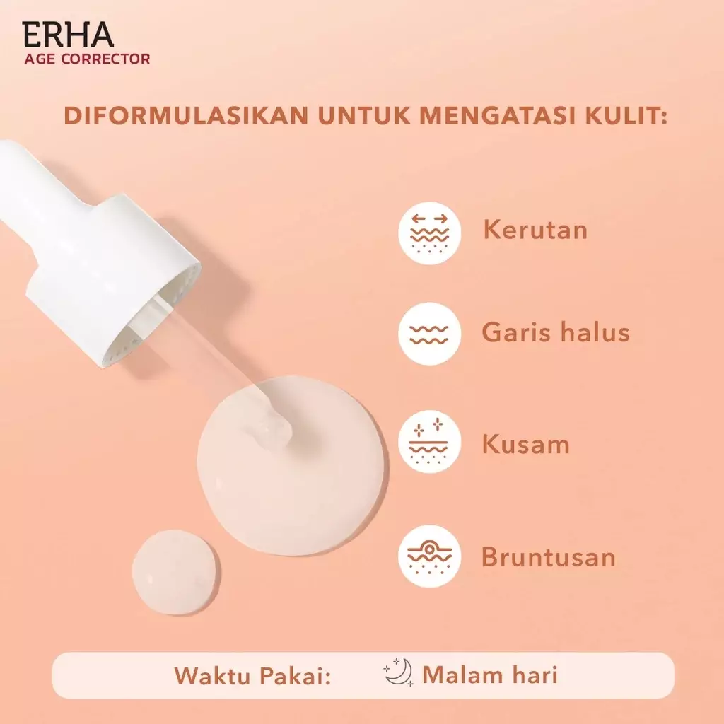 Erha Age Corrector Skin Renew Booster 15ml - 1% Bakuchiol & 10% AHA Booster Anti Aging | Alternatif Vegan Retinol | Meregerenasi Meremajakan Kulit | Menyamarkan Tanda Penuaan | Mencerahkan | Kolagen | Gentle untuk Kulit Sensitif