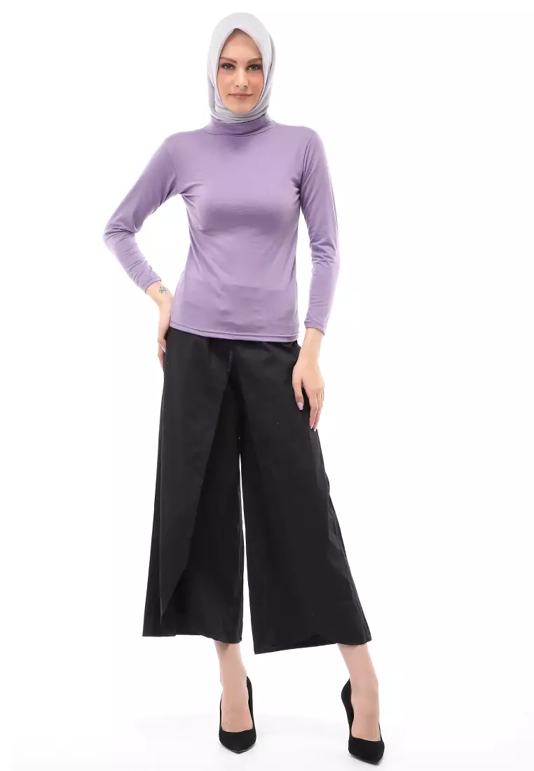 Sabrina Manset Kaos Muslimah Atasan Wanita Long Sleeve Polos Relaxed Fit - Lilac