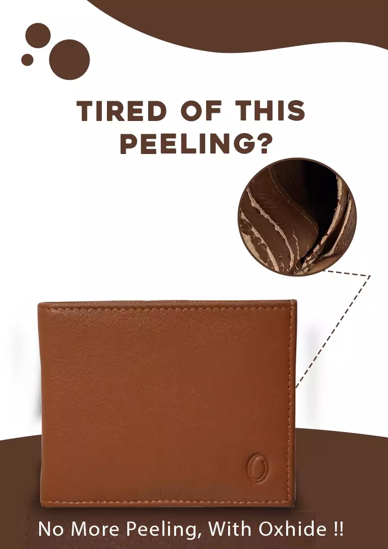 Men Lucky Wallet with no holes - Full Grain Leather Wallet - Bifold Lucky Wallet - BROWN Wallet -3704 Oxhide