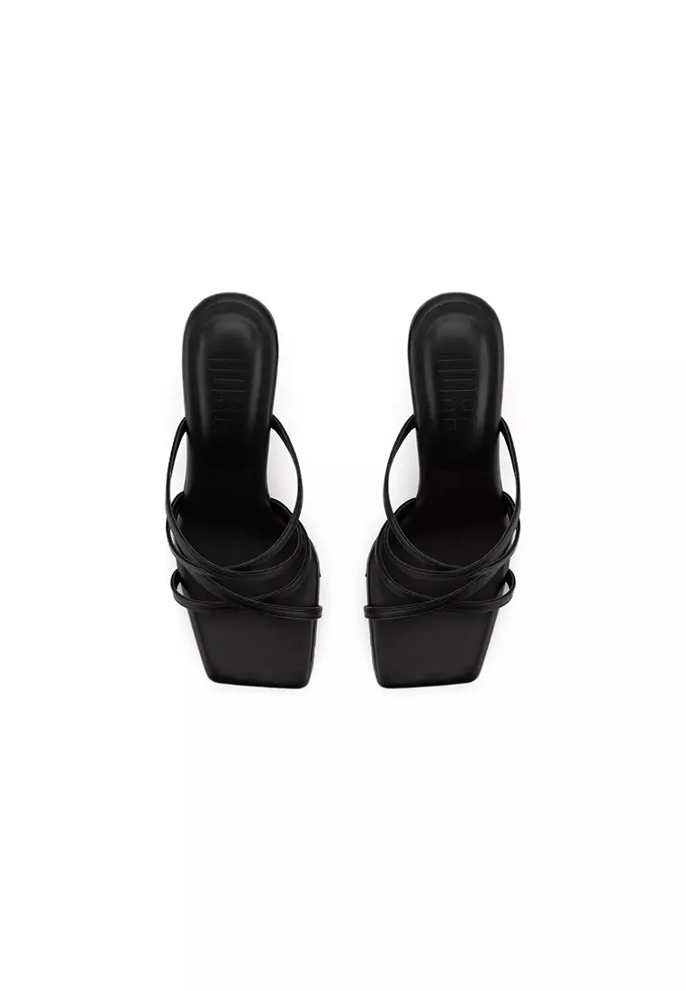 CLOUDFOAM MULTI-STRAP BLOCK HEEL SLIDES方頭踝帶粗跟拖鞋