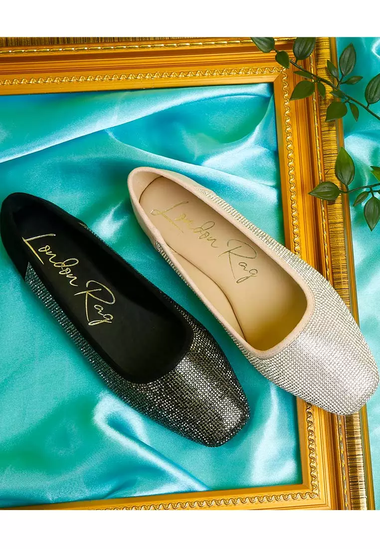 Balerina Berlian Imitasi Berkilauan Merah Muda Muda