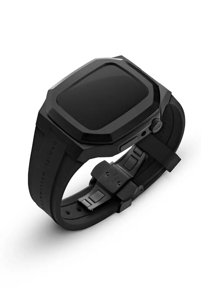 Switch Balck 40mm - Smart watch case for Apple watch series 4, 5, 6 & SE - Stainless steel case with rubber strap -DW OFFICIAL