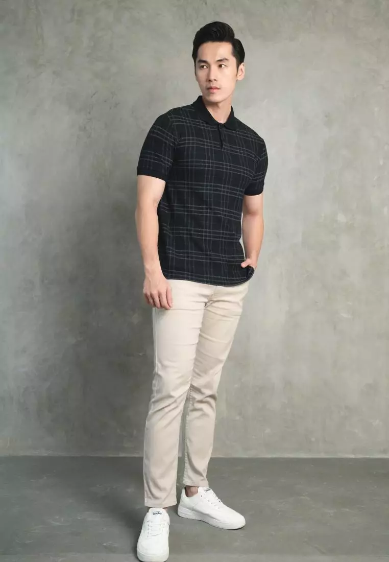 Kale / PARVIS Black / Polo Shirt Pria / Atasan Kaos Polo Pria / Kaos Polo Berbahan Cotton Pique / Polo Shirt Slim Fit
