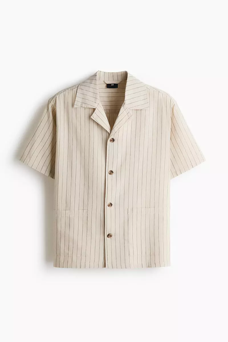 Linen-blend resort shirt and shorts set