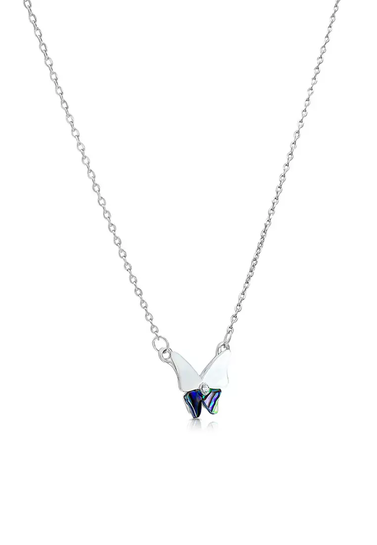 SO SEOUL Claire Mother of Pearl or Abalone Shell Butterfly Necklace