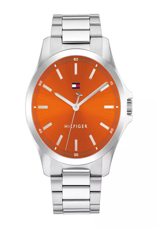 Men's Stainless Steel Bracelet & Orange Dial Quartz Watch - TH1710678	