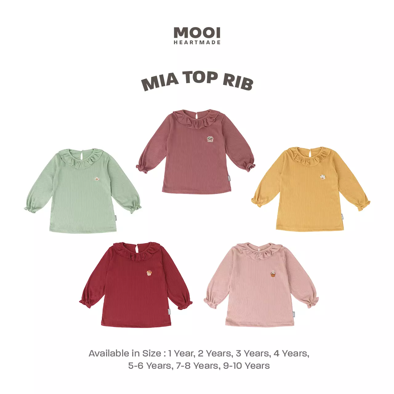 Mooi Atasan Anak Perempuan Mia Top Rib - Berry Red