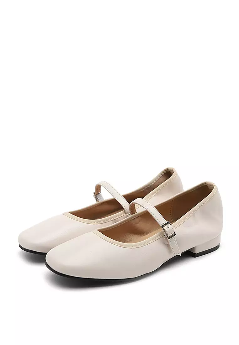 Charlotte Maryjane Flats (2cm) - Ivory