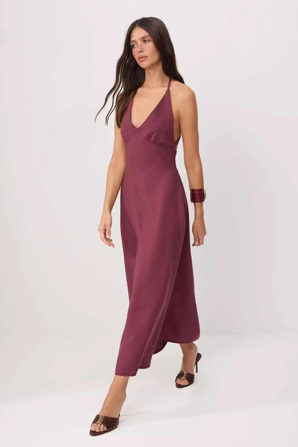 More Sustainable Plum Modal Maxi Woven Dress Twoss26El362