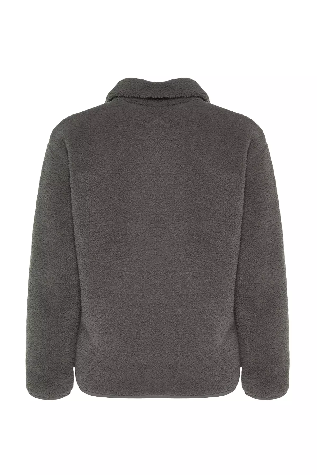 Winter Essentials 炭灰色 厚抓絨 拉鍊企領 口袋針織衛衣 Twoaw24Sw71