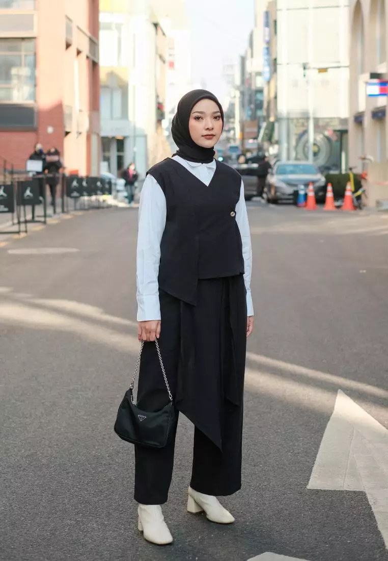 Nami Set (One Set Vest Linen) Black