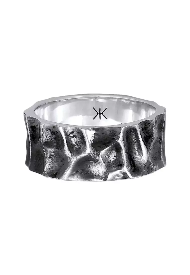 Buy Kuzzoi Ring Men Band Sterling 2024 Silver 925 Solid | in Online ZALORA Philippines Used Look Hammered
