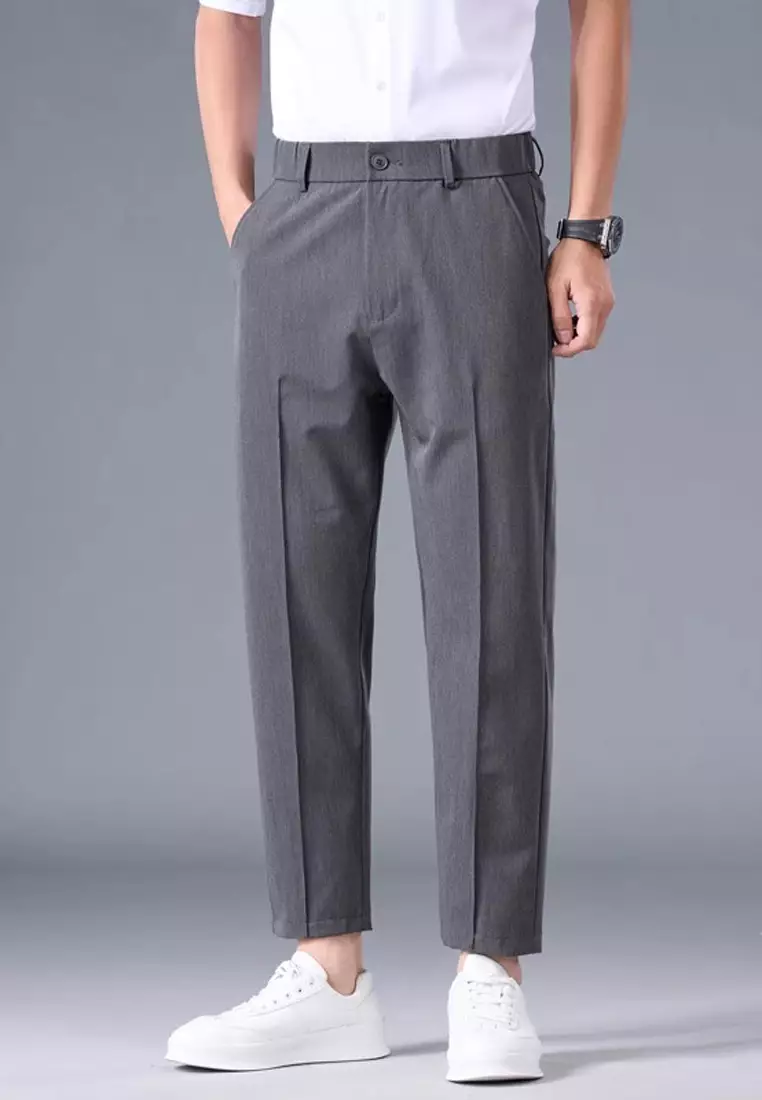 Men's Elasticated Waist Ankle Suit Pants