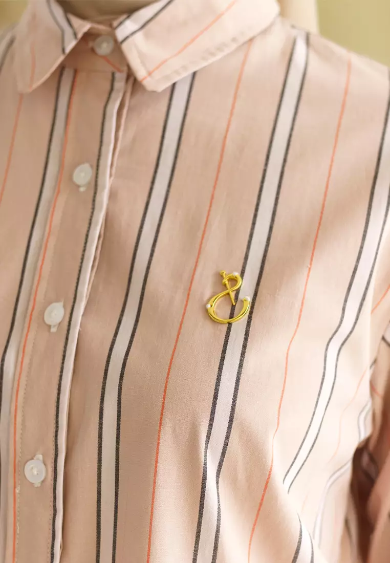 Jenna and Kaia - Athaya Top Peach - Kemeja Wanita Lengan Panjang