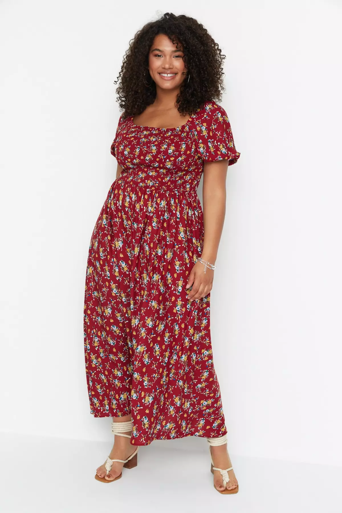 Red and white on sale maxi dress plus size