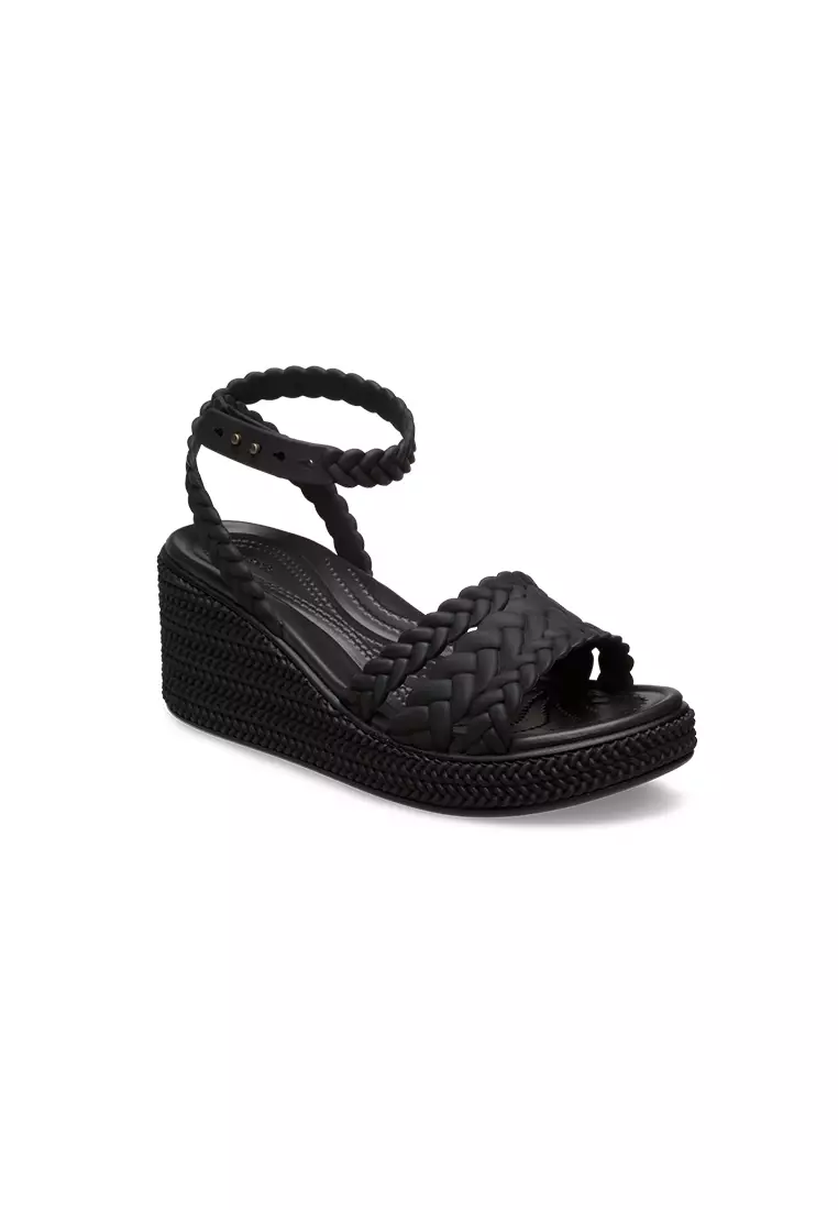 Discount on Crocs  shoes - SKU: Women's Brooklyn Woven Ankle Strap Wedge In Black