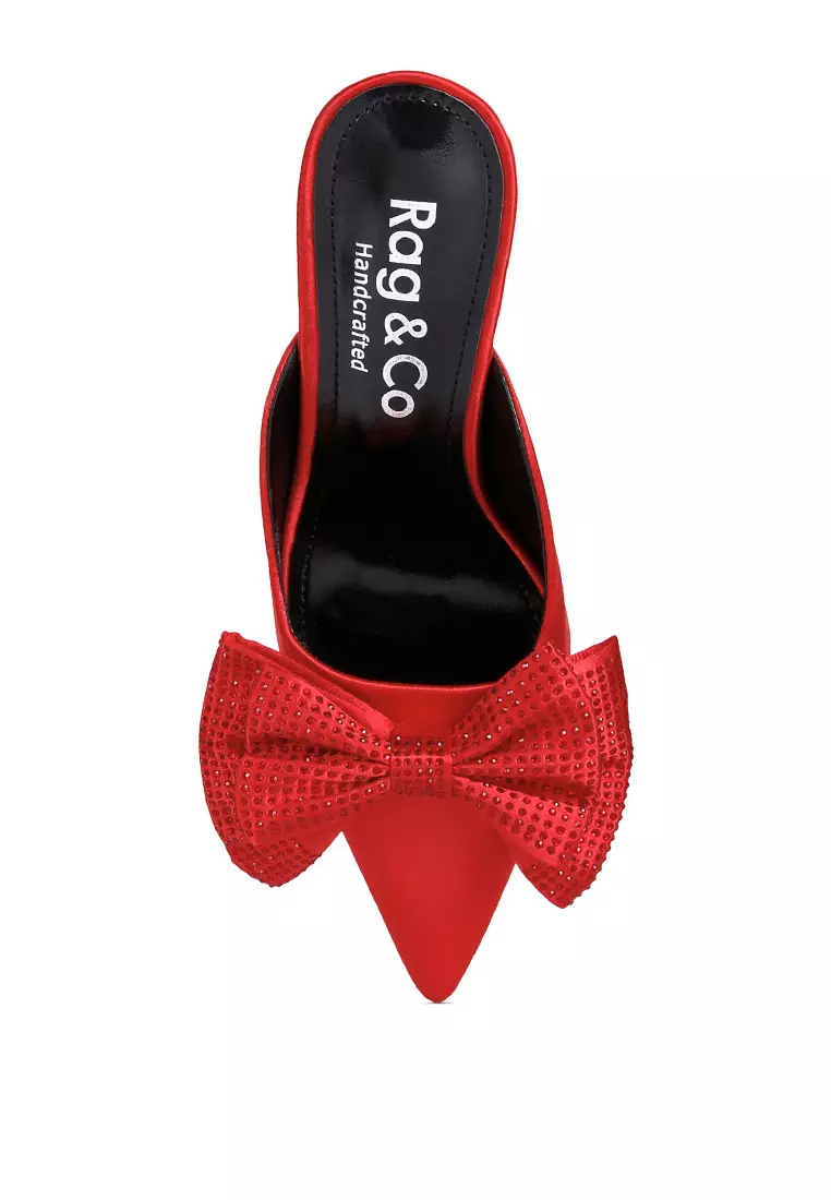 Buy RAG CO Red Diamante Bow Slip On Sandals 2024 Online ZALORA