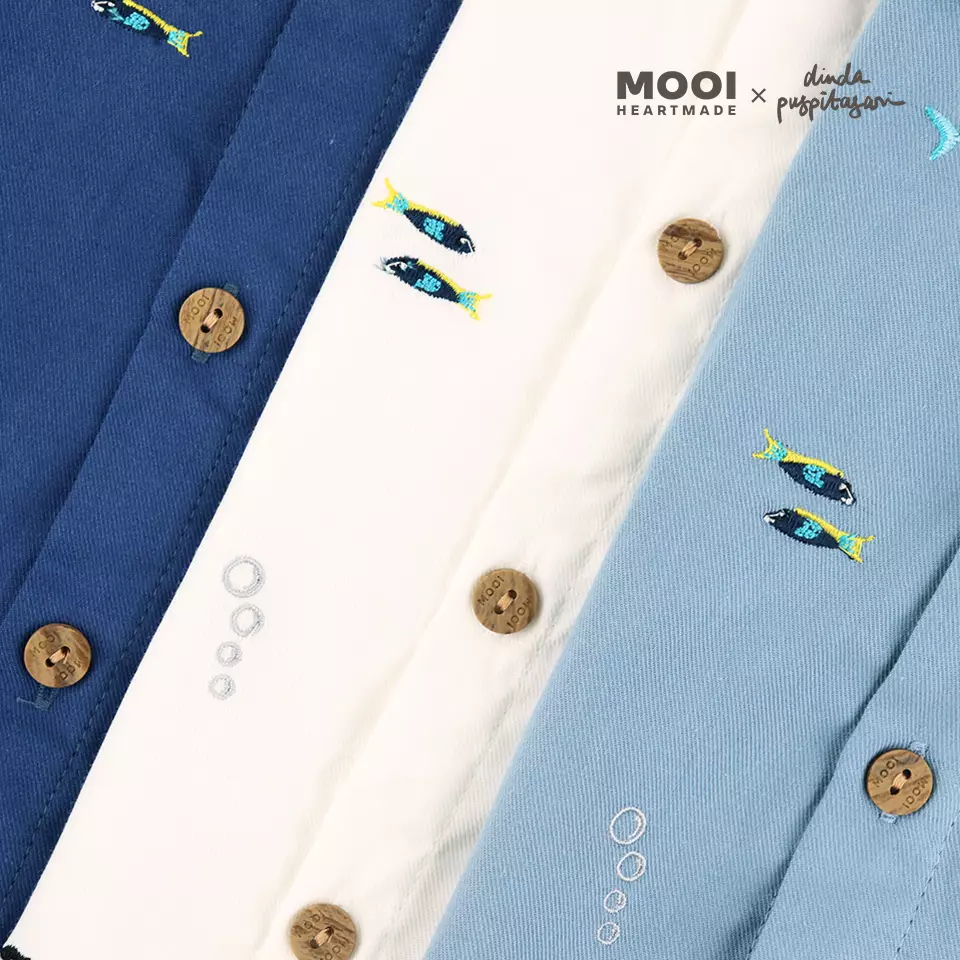 Mooi X Dinda Puspitasari Kemeja Dewasa Nolan Pocket Shirt Adult - Dusty Blue