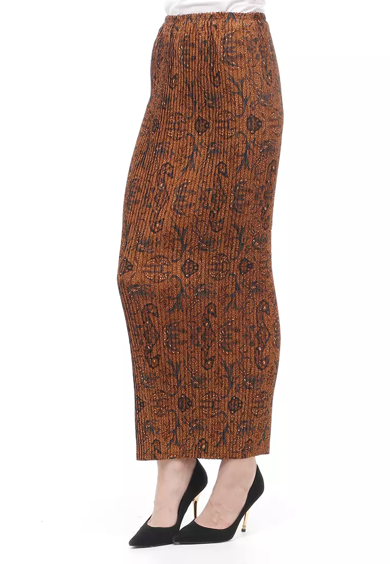 Rok Plisket Motif Batik Bawahan Wanita Design Casual - Wahyu Temurun