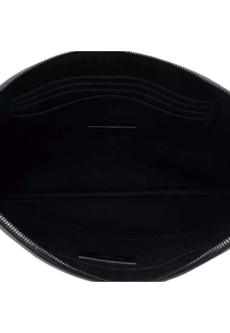 Pre-Loved Saint Laurent Croc Embossed Leather Monogram Clutch