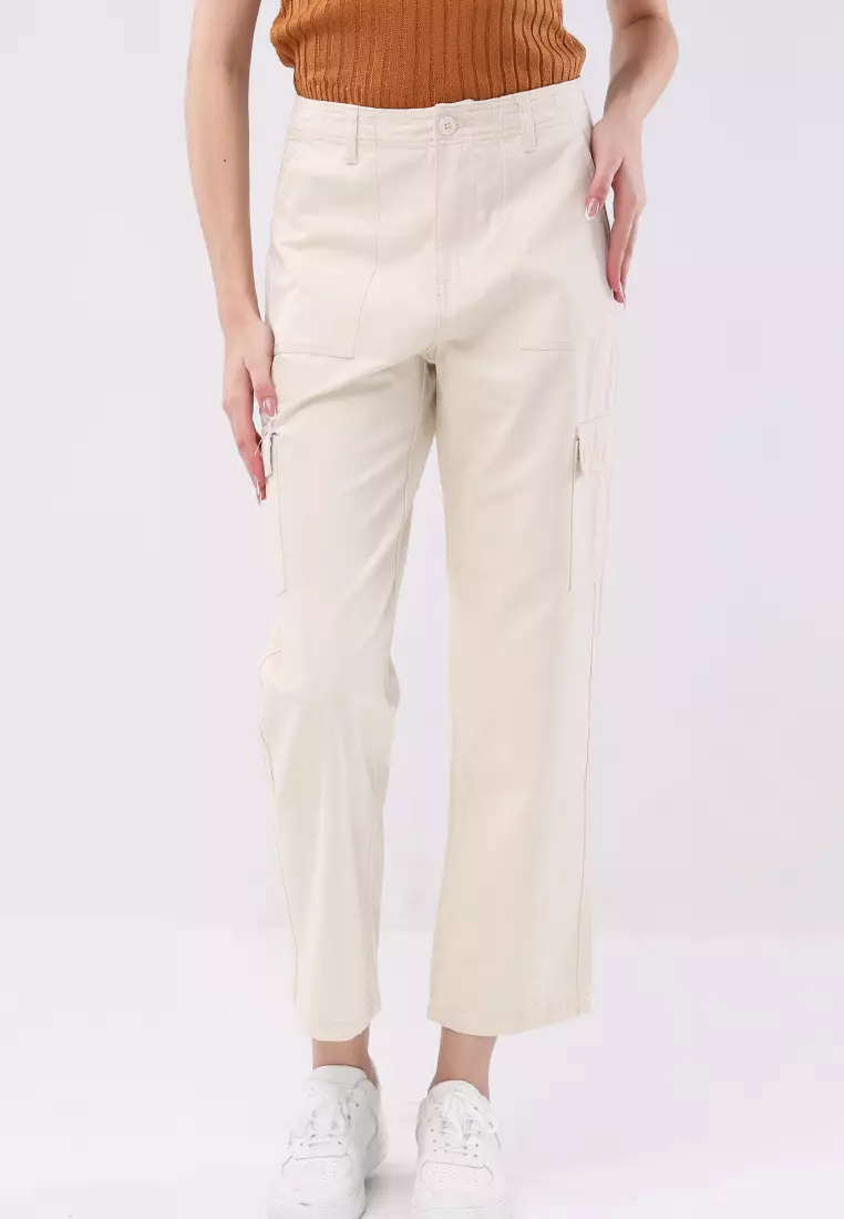 Colored Cargo Straight Cut Pants Ladies