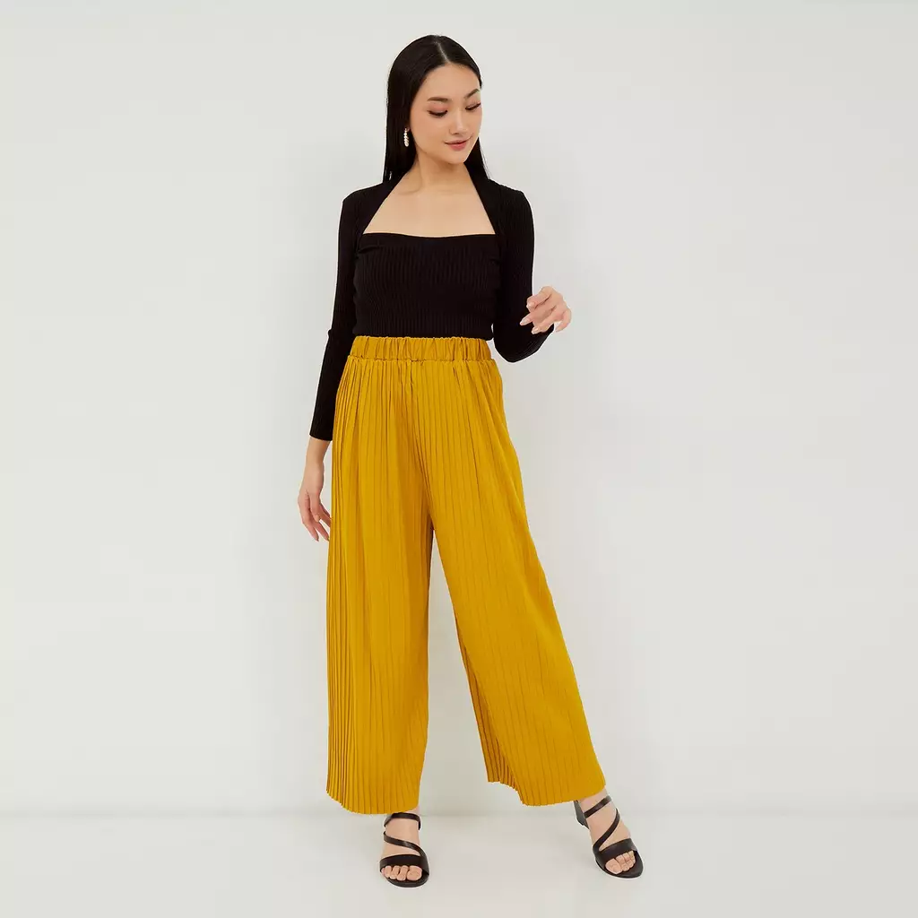 MAYONETTE Sunny Celana Panjang Plisket Kulot - Mocca