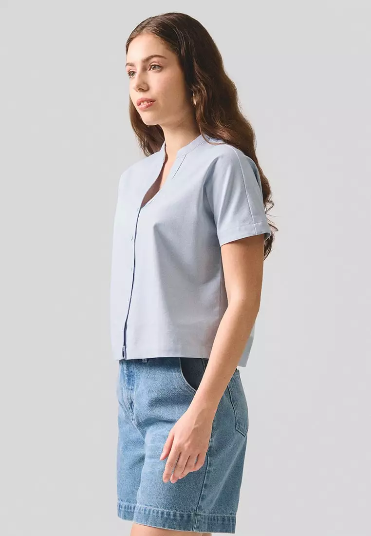 Y-Placket Button Down Shirt