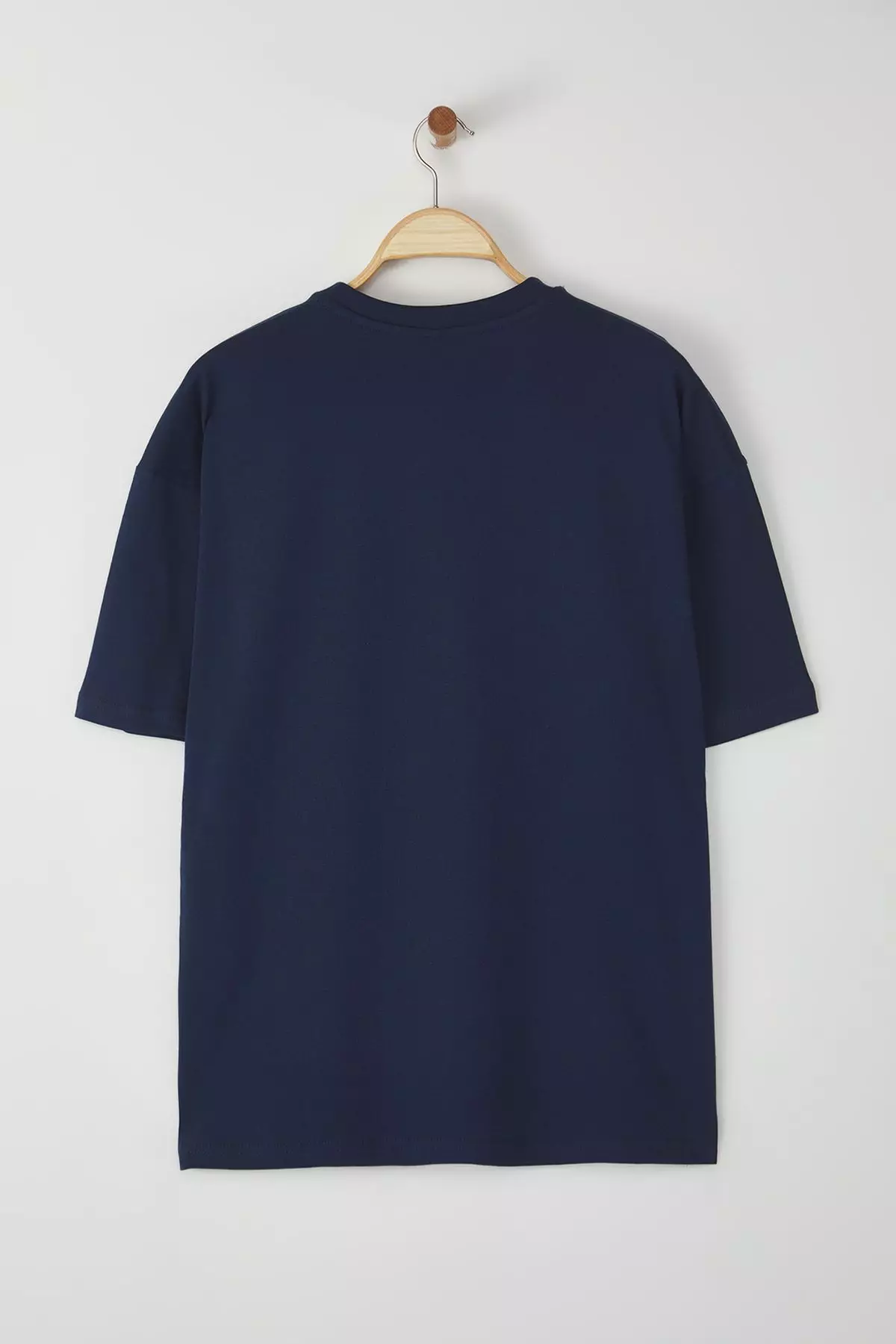 Navy Blue Unisex Oversize/Wide Cut Teddy Bear Printed 100% Cotton T-Shirt TMNSS25TS00158