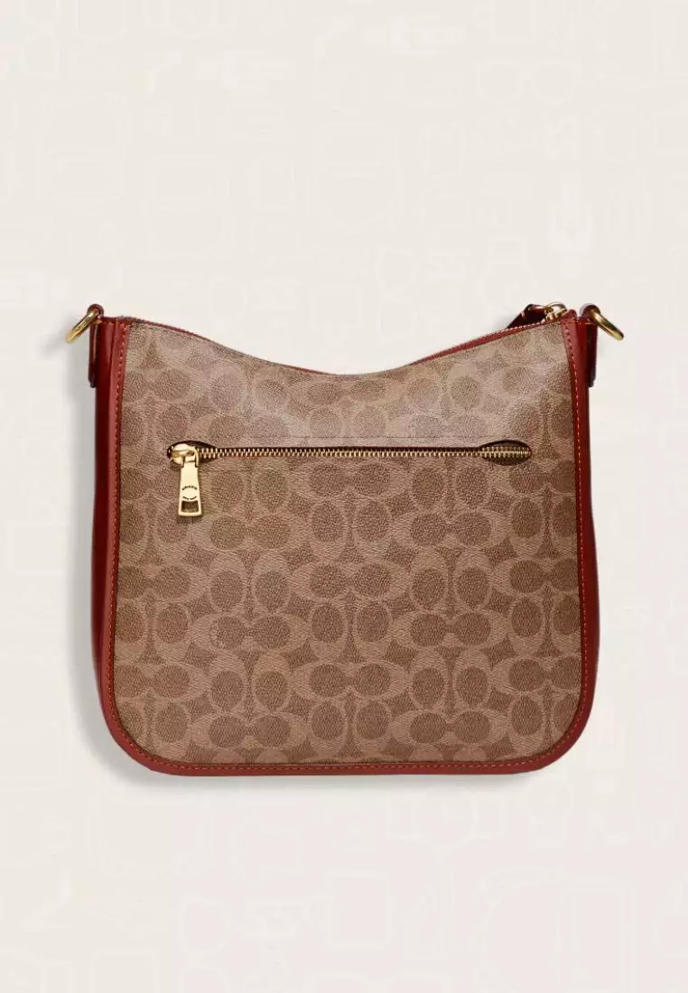 Coach Chaise Crossbody Bag In Signature Canvas Tan Rust