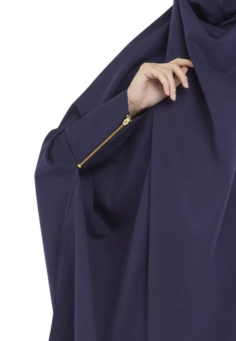 French Khimar Set Rok Wanita Muslimah Marwah - Blue Navy