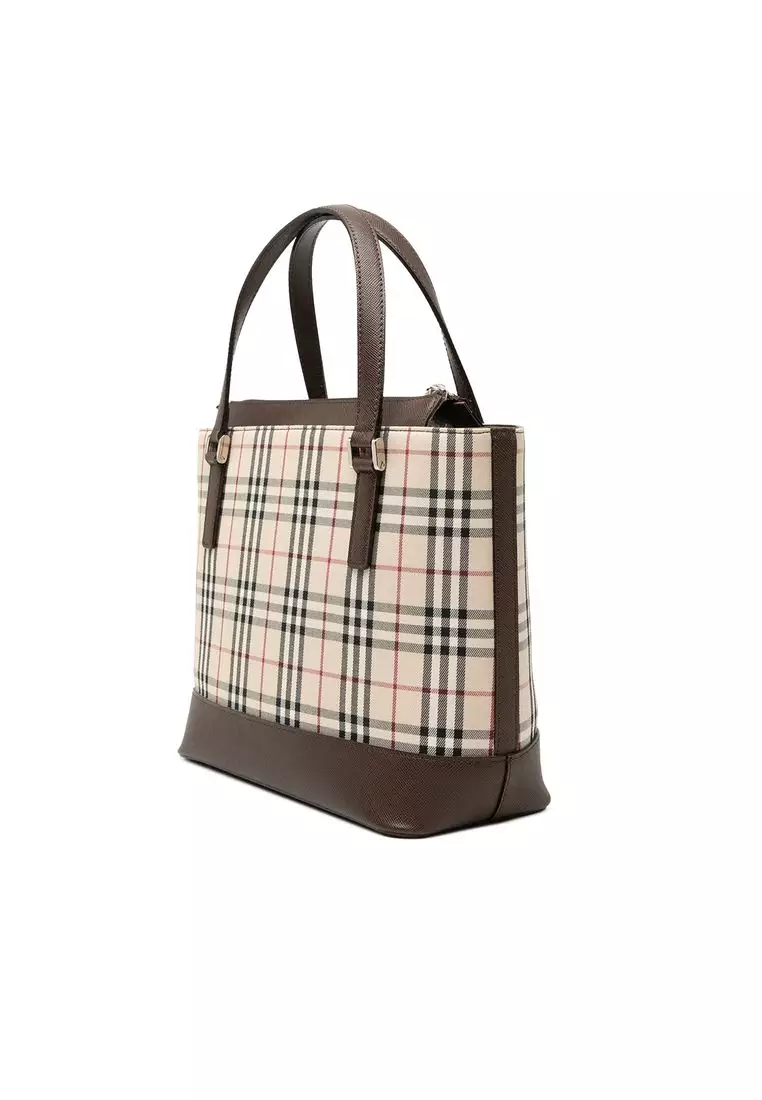 Pre-Loved Burberry House Check Canvas Handbag
