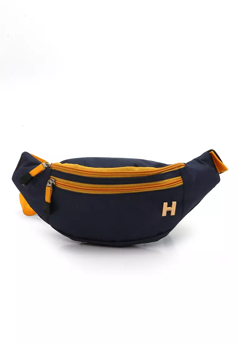 Noice Waisbag unisex Plain Casual Fashion Style Sport Large Storage Material Polyster ORIGINAL - Navy Yellow