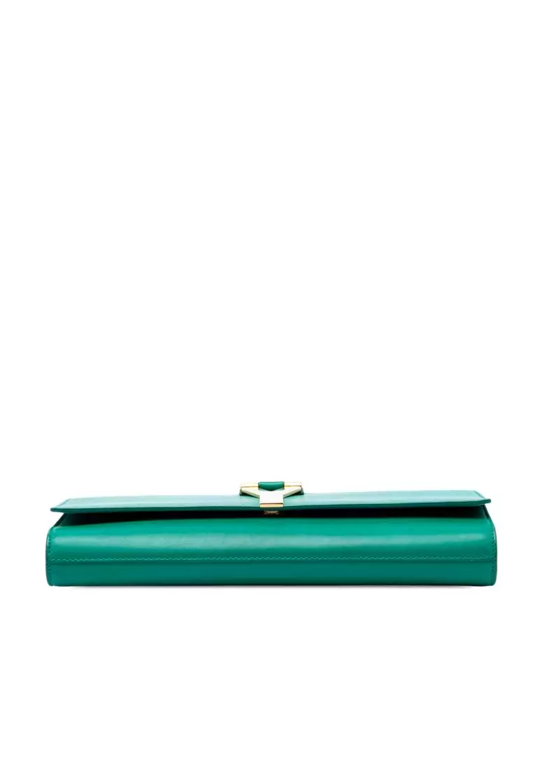 Pre-Loved Saint Laurent Leather Chyc Ligne Clutch
