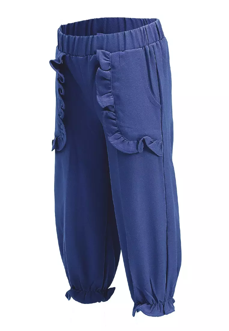 Yocelyn Celana Panjang Anak Perempuan Variasi Saku Pants Kids Daily Motif Polos Material Crepe ORIGINAL - Navy