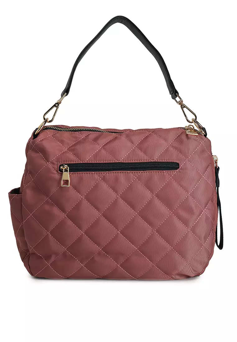 Quilted Nylon Convertible Shoulder Bag
