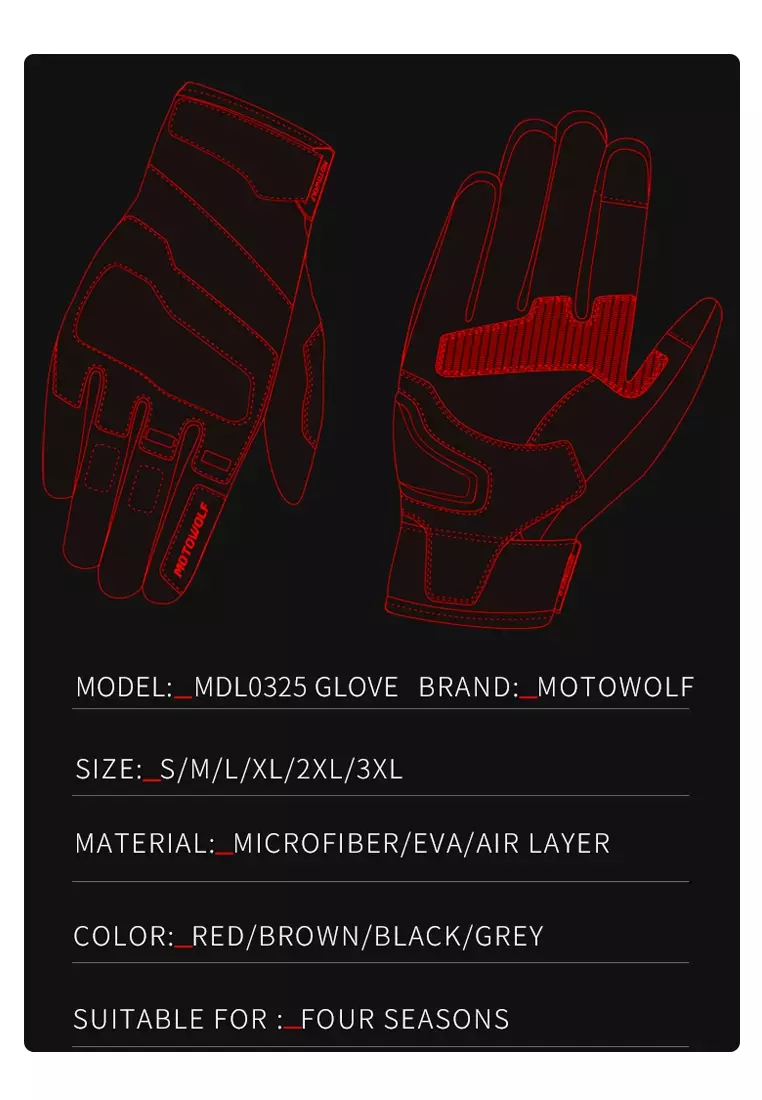Motowolf MDL0325 Gloves - Black