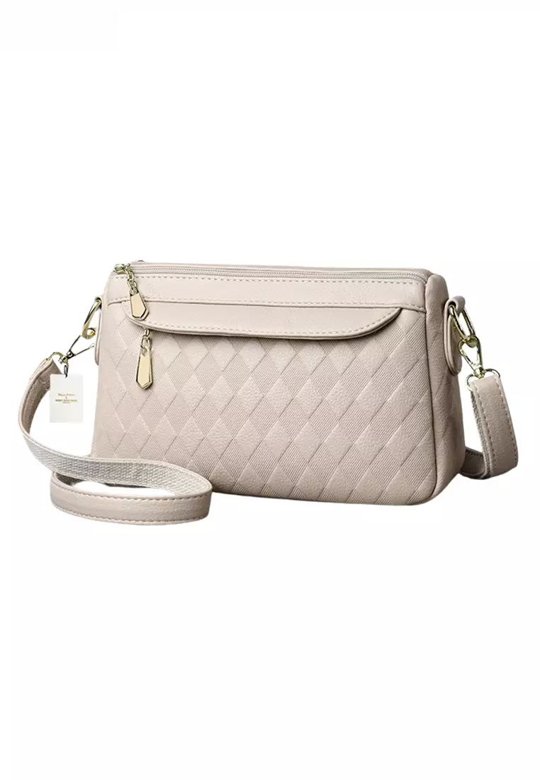 Rhombus Pattern Faux Leather Three Way Shoulder Bag JW HD-2796