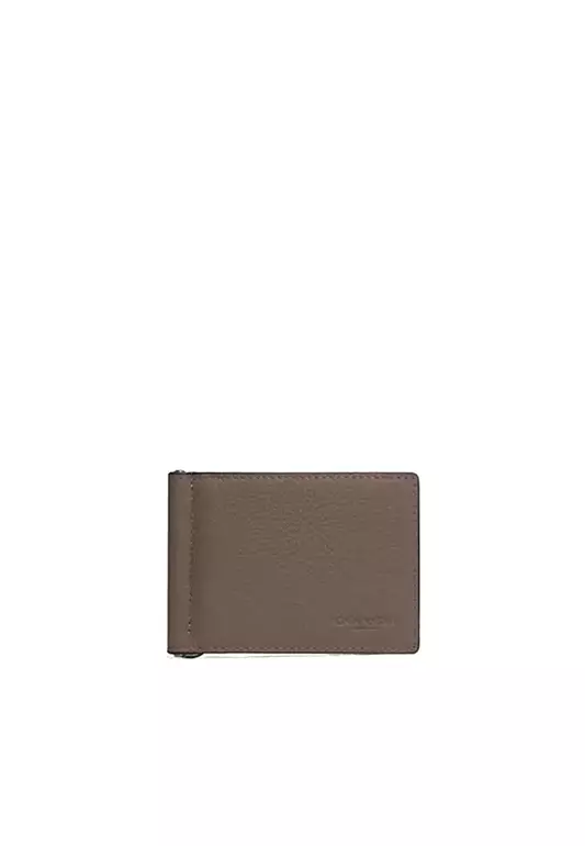 Coach Slim Wallet Money Clip Billfold In Dark Stone CH090