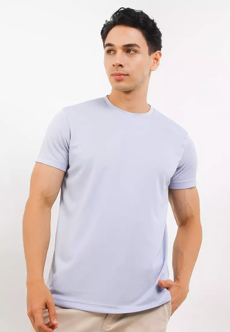 T Shirt Rib Back Print Batik Kawung Line Short/Slv