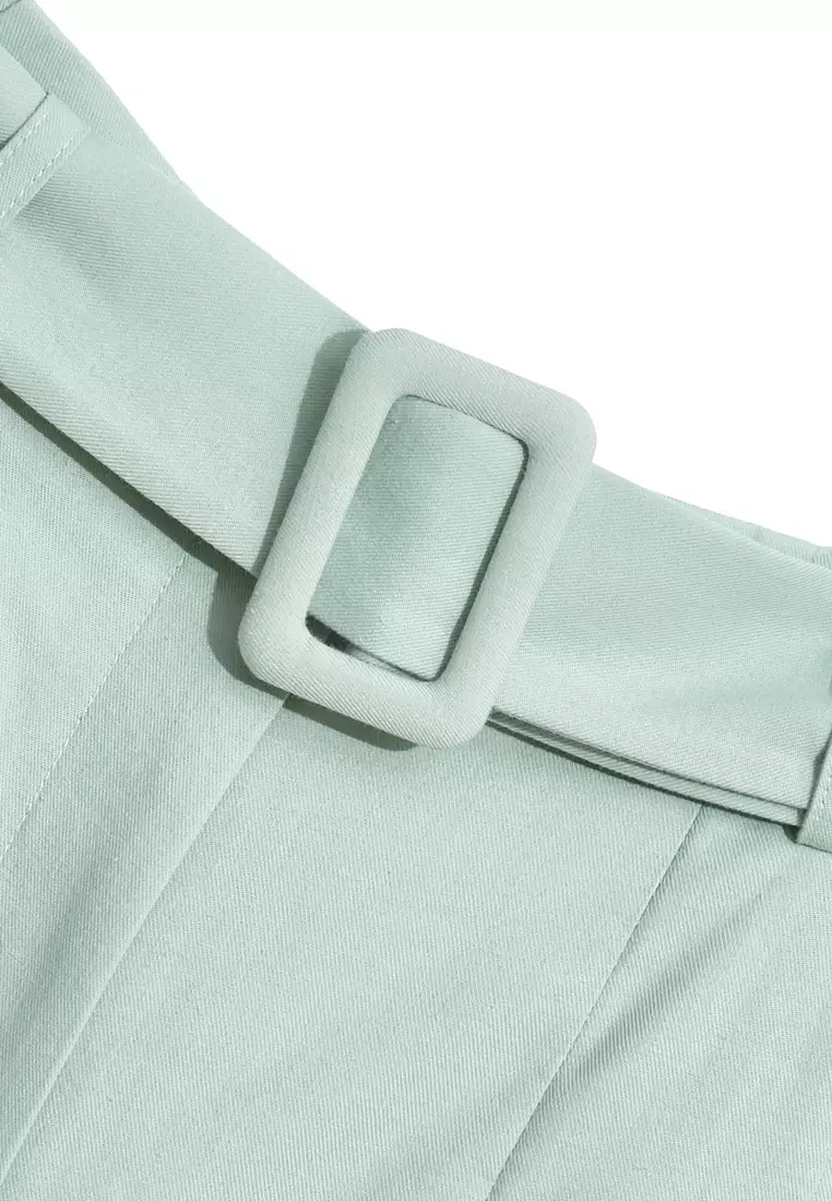 High Waist Light Green Flare Pants