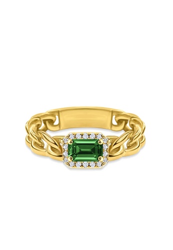Aquae Jewels yellow Ring Cleopatra Precious Stone 18K Gold And Diamonds – Ruby - Emerald - Sapphire - Yellow Gold, Emerald 4926AACF979583GS_1