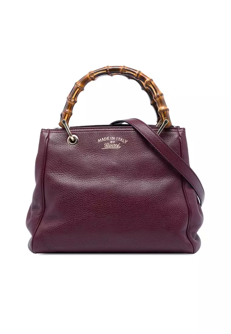 Pre-Loved Gucci Small Calfskin Bamboo Shopper Satchel
